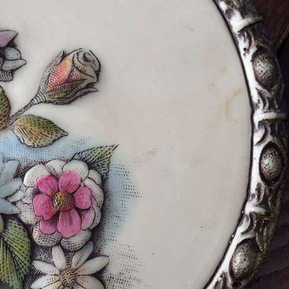 Artini Hand Painted Twin Etched 4D Sculptured Floral Wall Art #10050 Vintage - Picture 6 of 16